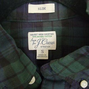 J Crew Slim Fit Shirt Mens Stretch Secret Wash Plaid Casual Button Down NWT